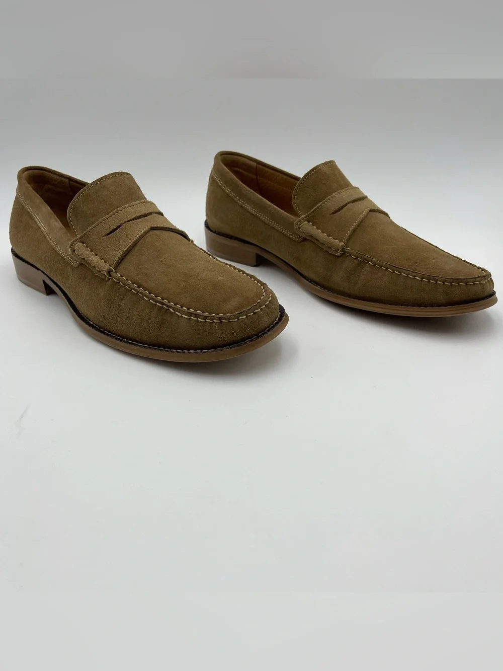 Donald Pliner Men SZ 11M Miles Dark Taupe/Tobacco Suede Loafers Shoes MSRP $285
